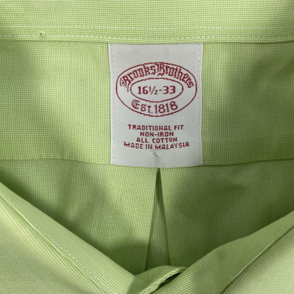 Brooks Brothers Button Down Shirt Mens 16.5-33 Yellow Traditional Fit Non-Iron - Picture 11 of 16